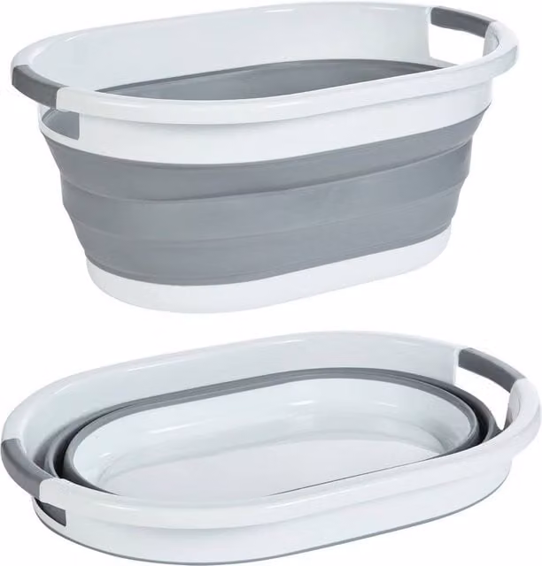 EONLION Grey Silicone Collapsible Laundry Basket with Handles, Size: 100 cm