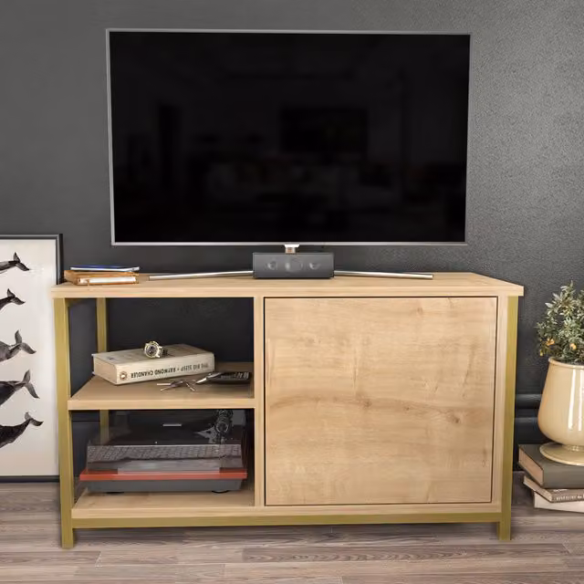 Decorotika Muskegon TV Unit in Gold and Sapphire Oak