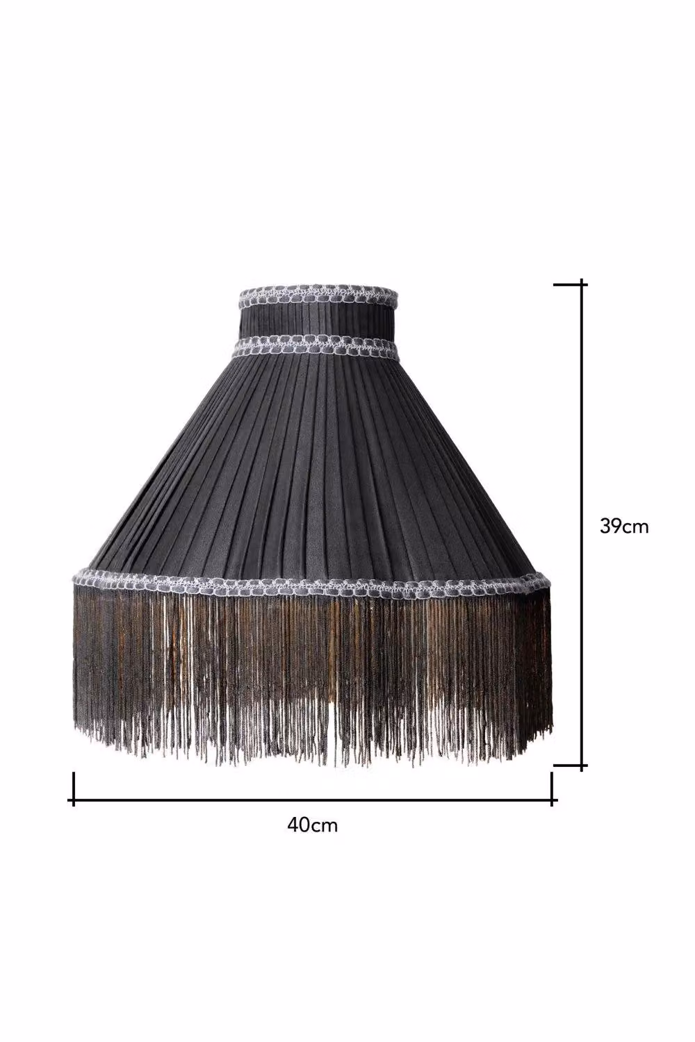BHS Lighting Angelina Easy Fit Fabric Light Shade in Grey, Cone Shape, Vintage Style, W/D/H: 40 x 39 x 39 cm – 3