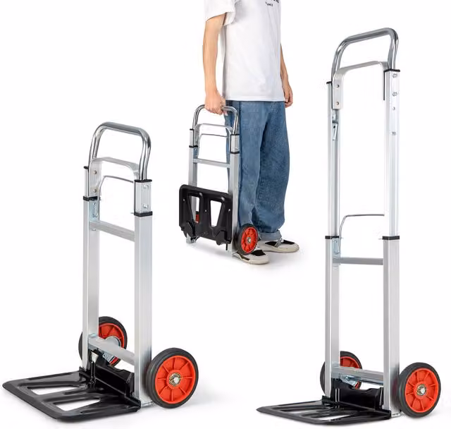 COSTWAY Folding Aluminium Hand Truck Dolly Cart, Silver