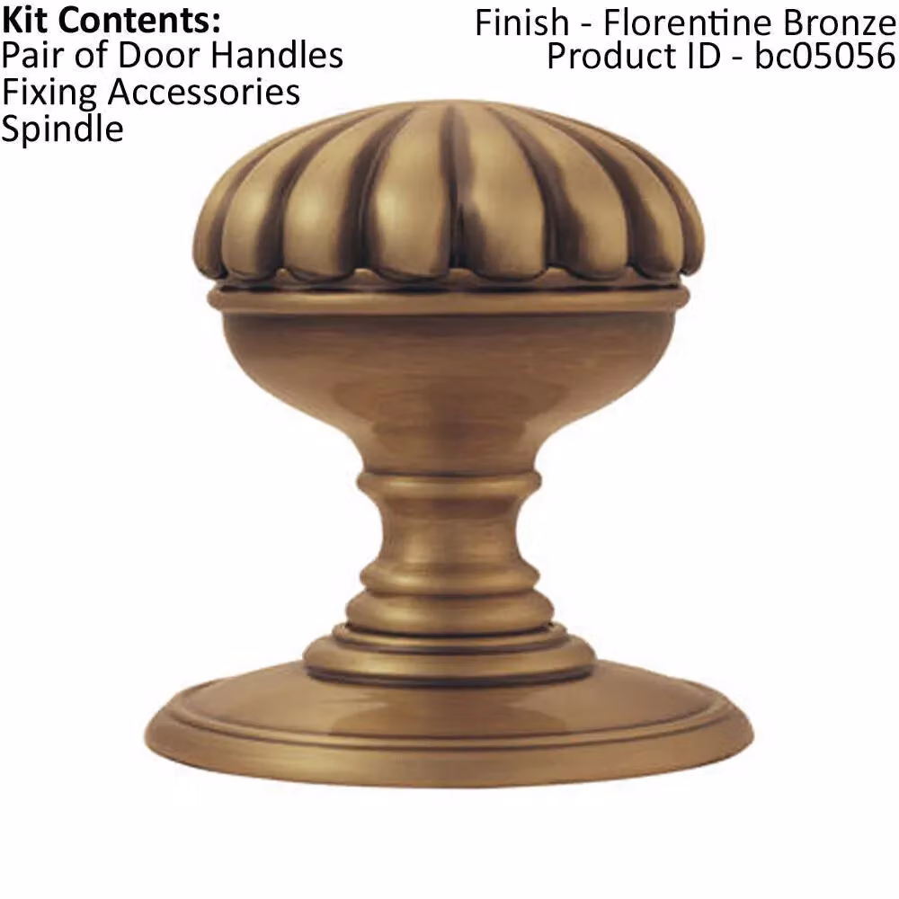 Loops Pair of Flower Design Mortice Door Knobs in Florentine Bronze, 70mm Diameter – 2