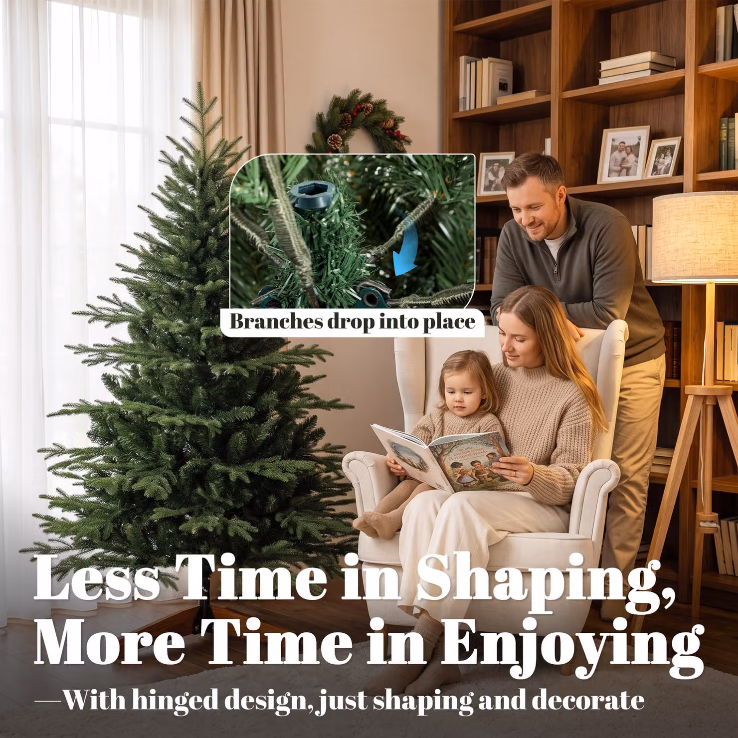 HOMCOM 150cm Green Artificial Christmas Tree with Solid Pine Wood Stand – 5