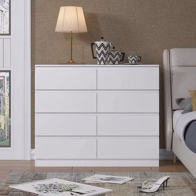 SPETLEK Modern White 8 Drawer Chest of Drawers for your Bedroom