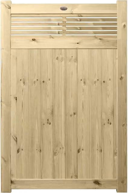 Premier Garden Supplies URBAN Interlocked Tongue Groove Pressure Treated Garden Gate with Vogue Trellis Top, W: 120 cm, H: 180 cm
