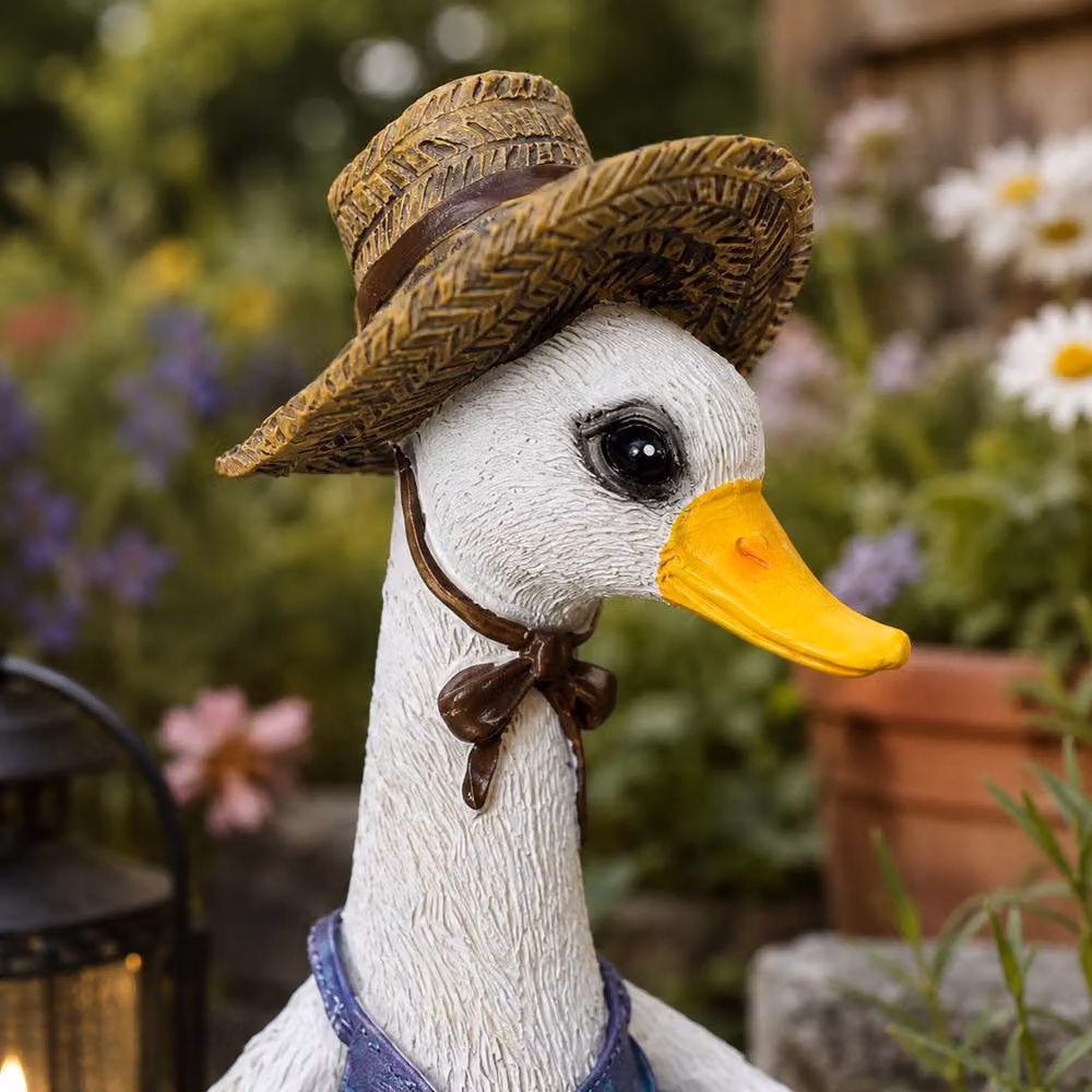 Marco Paul Multicolour Solar Light Duck with Lanterns Resin Garden Ornament – 6