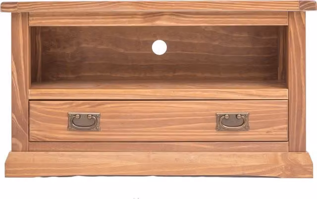Cabinet Bits Tirolo 1 Drawer TV Stand in Brown Lacquered Pine Wood