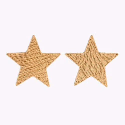 OHS Set of 2 Rustic Christmas Star Paper Rope Placemats, Beige, W/D/H: 42 x 42 x 0 cm – 2