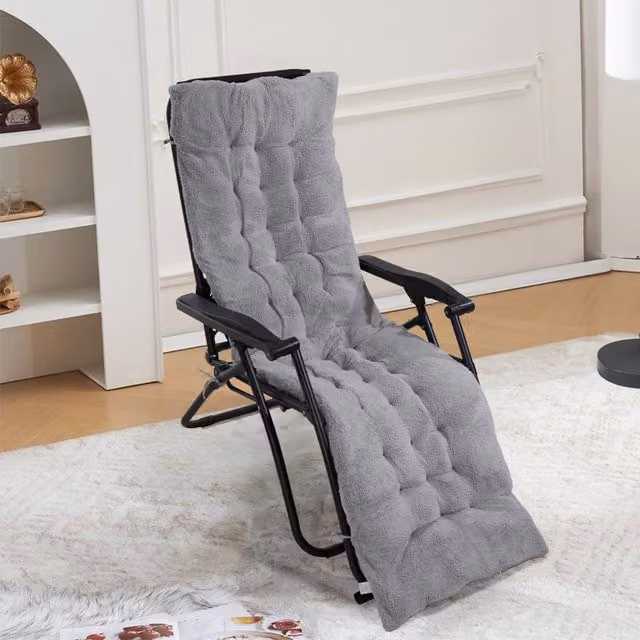 Livingandhome Reversible Sherpa Fleece Chair Cushion Pad, Grey, Width: 170 cm