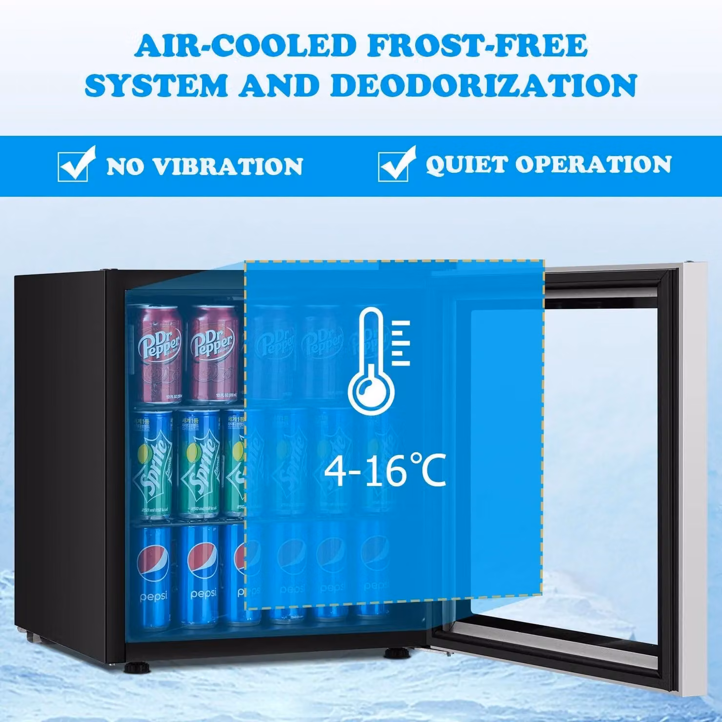 Costway Black Mini Beverage Cooler and Refrigerator with Glass Door and LED Interior Light, 60 Can Capacity – 6