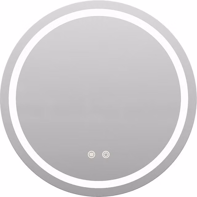 Livingandhome Round LED Wall Mounted Bathroom Mirror in Silver, Diameter: 60 cm