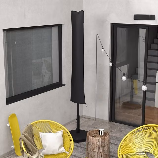Outsunny Black All-Weather Polyester Patio Offset Parasol Cover