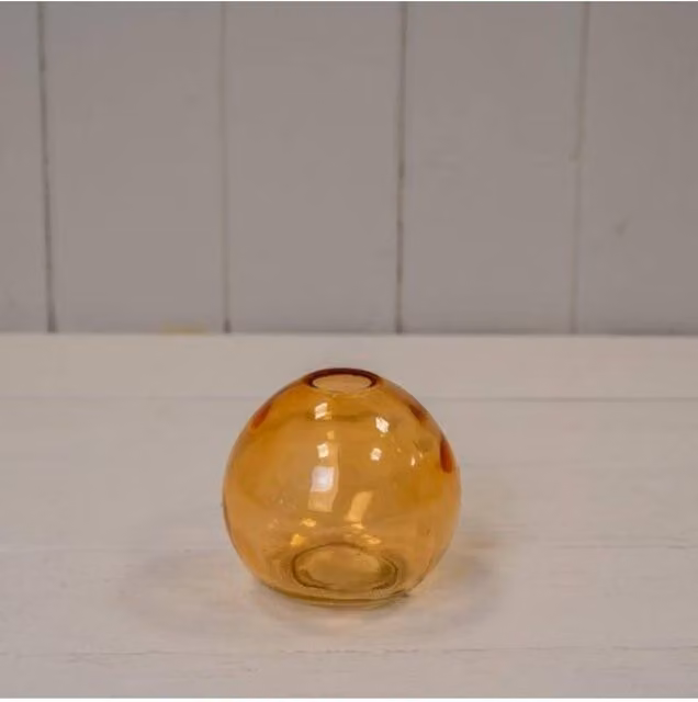 KDMD Cognac Globe Glass Vase in Orange