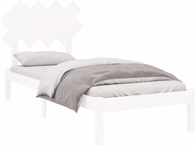 Berkfield Home Beautiful Bed Frame in White Solid Pine Wood, W/D/H: 90 x 200 x 95.5 cm