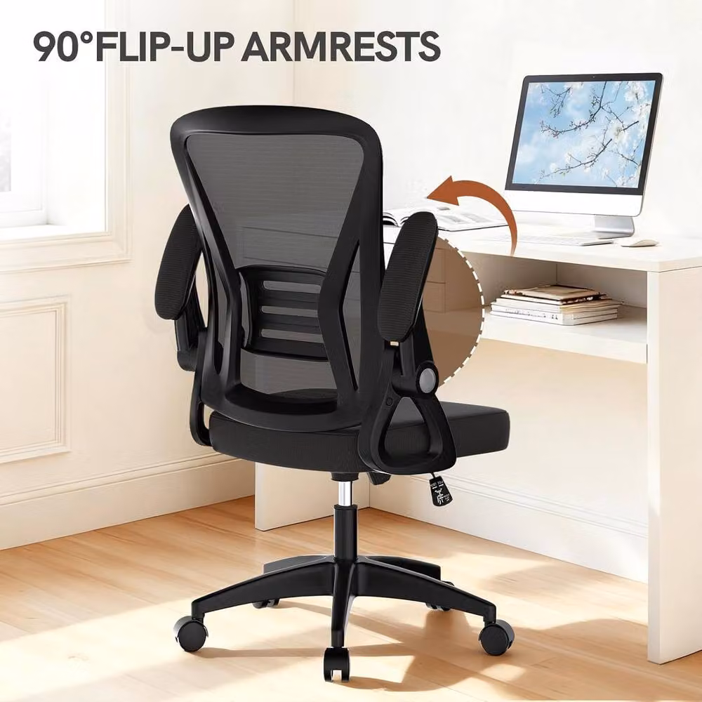 Gartistgo Ergonomic Mesh Office Chair with Flip-Up Arms and Lumbar Support in Black – 3