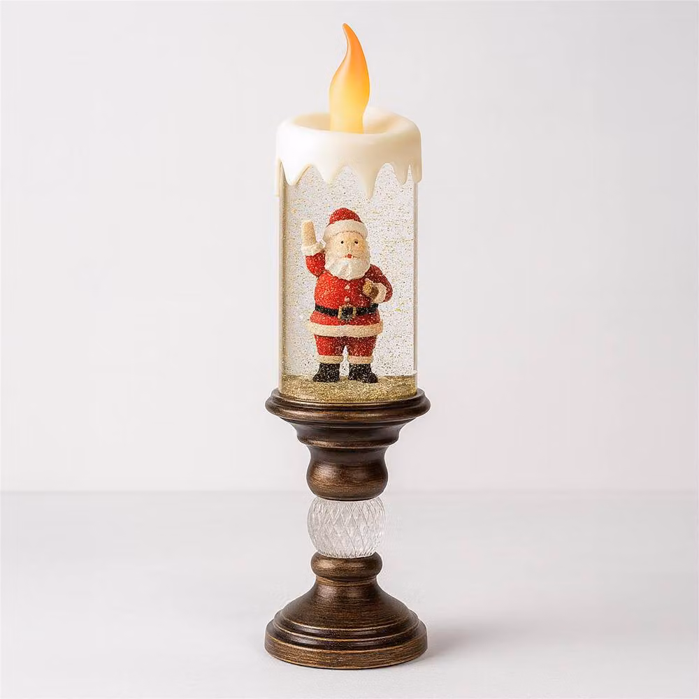 mysmartbuy Snow Swirl Glitter LED Pillar Candle with Warm White and Yellow Lights, H 27 x W 8.3 x D 8.3 cm – 3