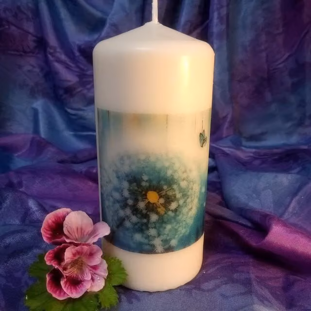 Viki Dandelion Pillar Candle, White, Pack of 6