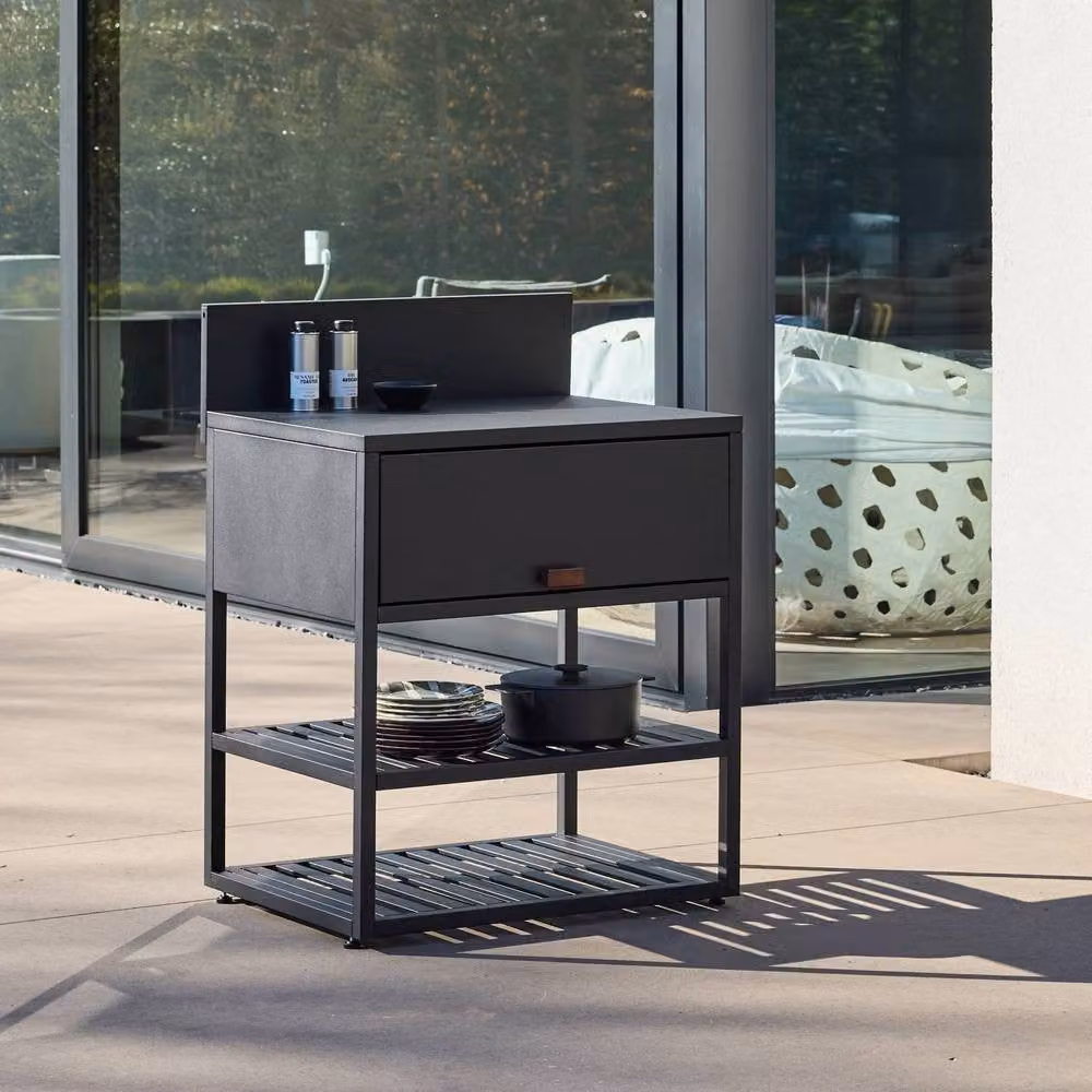 sweeek Modern Outdoor Kitchen Steel Base Unit in Matt Black, Width: 80 cm – 4