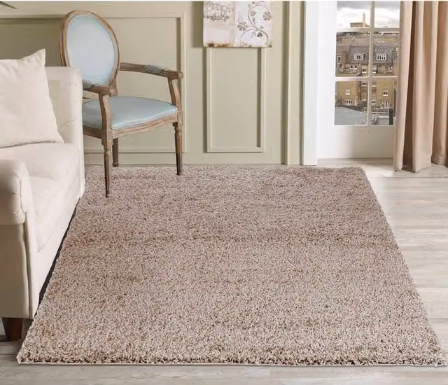 Desire Rugs Plain Fluffy Shaggy Area Rug, Beige, W: 160 cm, L: 230 cm