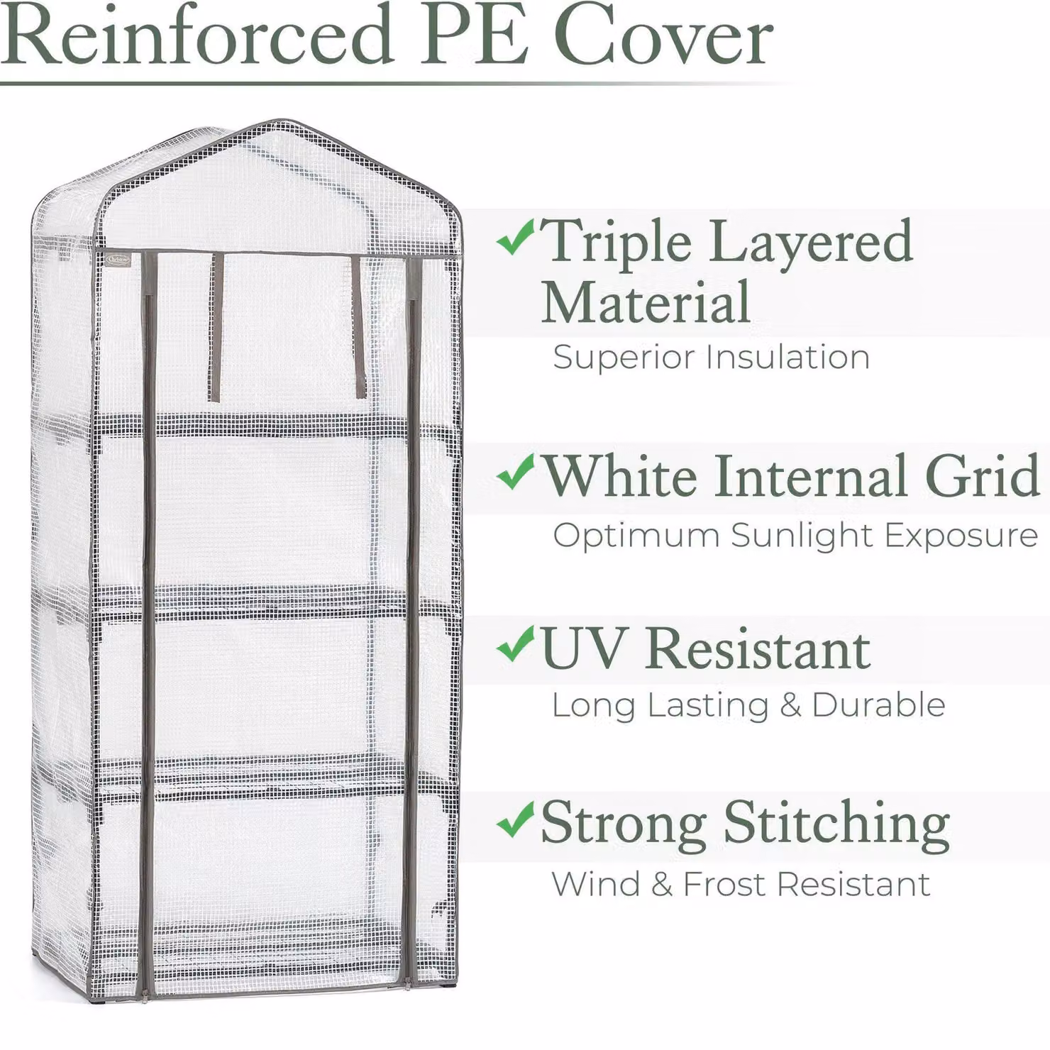 Christow 4 Tier Mini Greenhouse with Reinforced Clear Cover and Roller Door, H 158 x W 69 x D 49 cm – 3