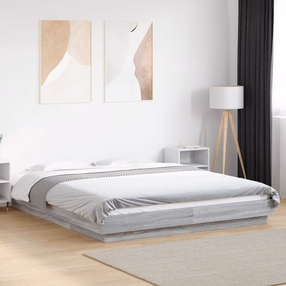 Berkfield Home Modern Bed Frame in Grey, W/D/H: 150 x 200 x 170.5 cm – 2