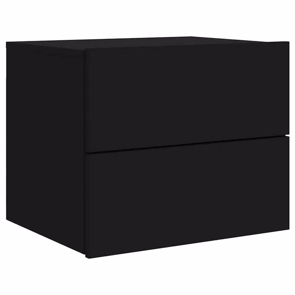 Berkfield Home Wall-mounted Bedside Cabinet with Integrated LED Lights in Matt Black – 3