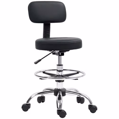 HOMCOM Modern Faux Leather Adjustable Stool in Black