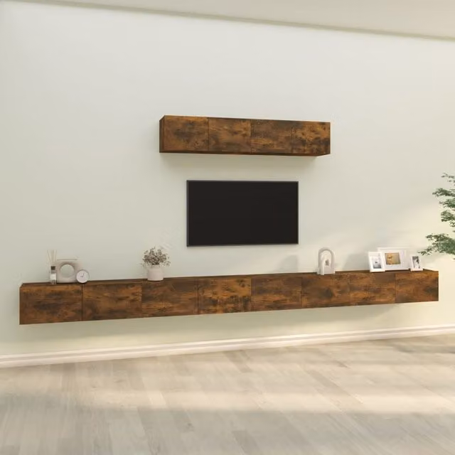 Berkfield Home 4 Piece Smoked Oak TV Cabinet Set in Brown – 1