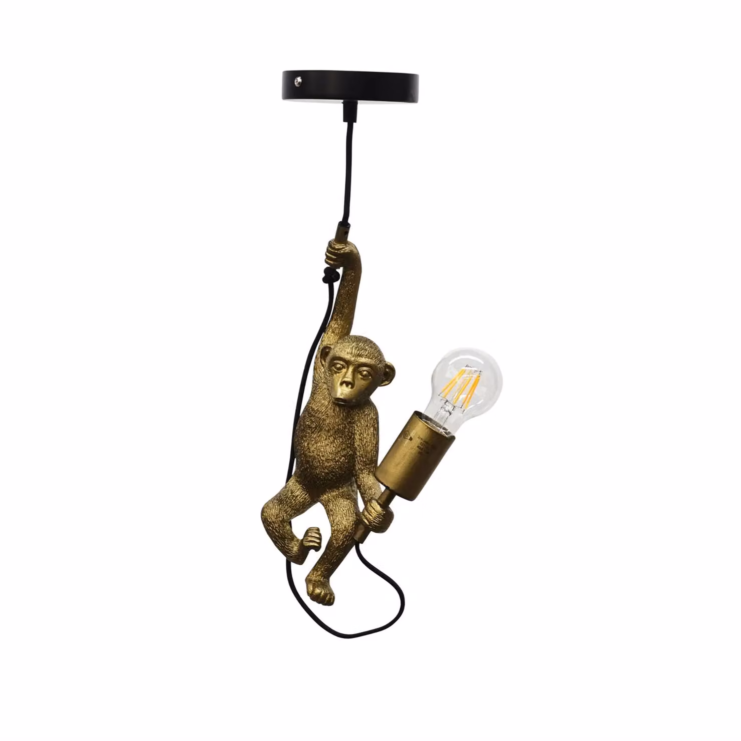 First Choice Lighting Norman Set of 2 Monkey Pendant Lights in Black and Gold/Brass – 2