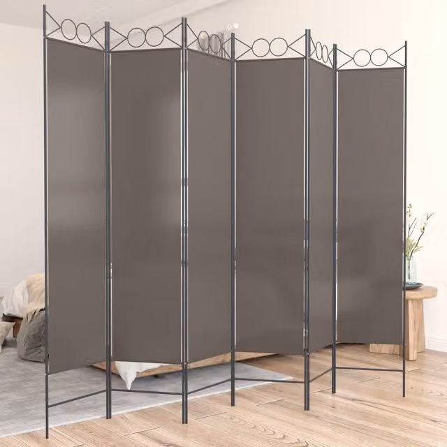 Berkfield Home 6-Panel Fabric Room Divider in Anthracite and Black, W/H: 240 x 200 cm
