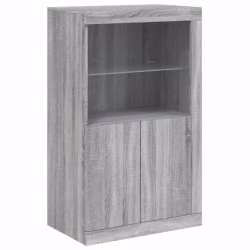 vidaXL Modern Side Cabinet with Integrated LED Lights in Grey Sonoma Engineered Wood – 1