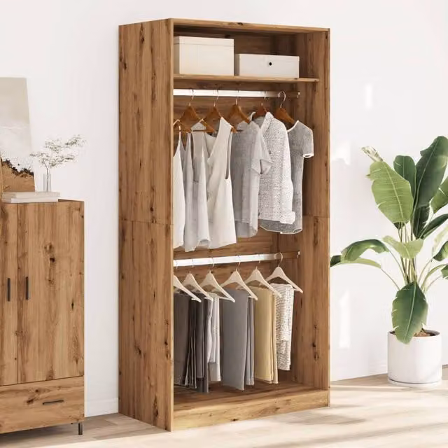 Berkfield Home Artisan Oak Wardrobe in Brown, W/D/H: 100 x 50 x 200 cm – 1