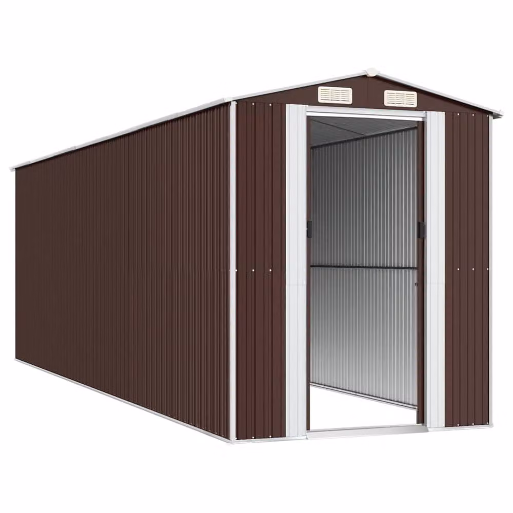 Berkfield Home Garden Shed in Dark Brown, Galvanised Steel, W/D/H: 192 x 606 x 223 cm – 4