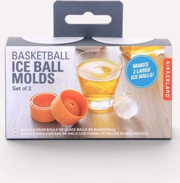 Kikkerland Reusable Basketball Ice Ball Moulds in Orange, 5 cm Spheres