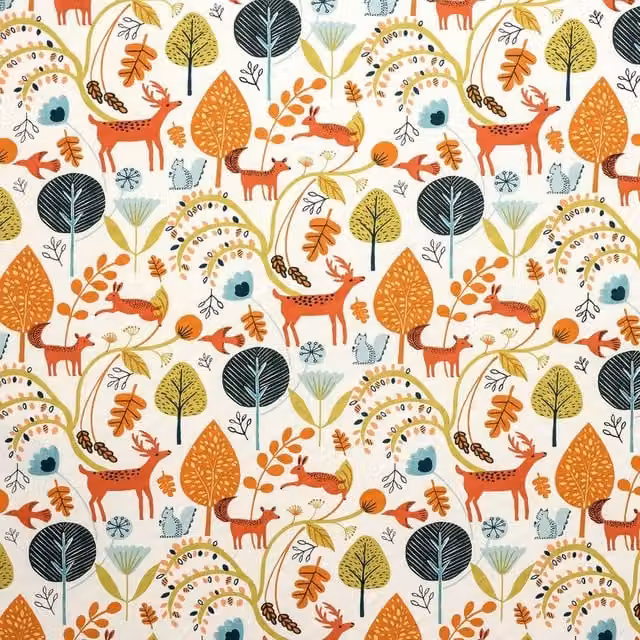 Terrys Scandi Woodland Animal Cotton Fabric in Burnt Orange