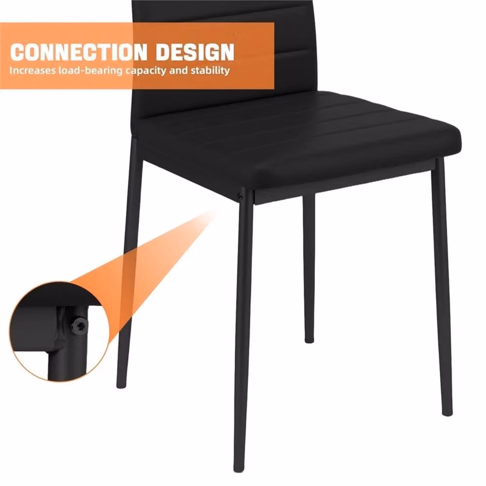 Nordara 4-Piece Dining Chair Set with Padded High Back and Black Metal Legs – 6