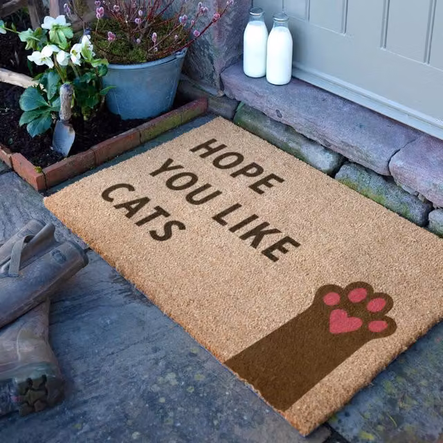 Artsy Mats Hope You Like Cats Doormat, Brown, W: 90 cm, D: 60 cm – 1