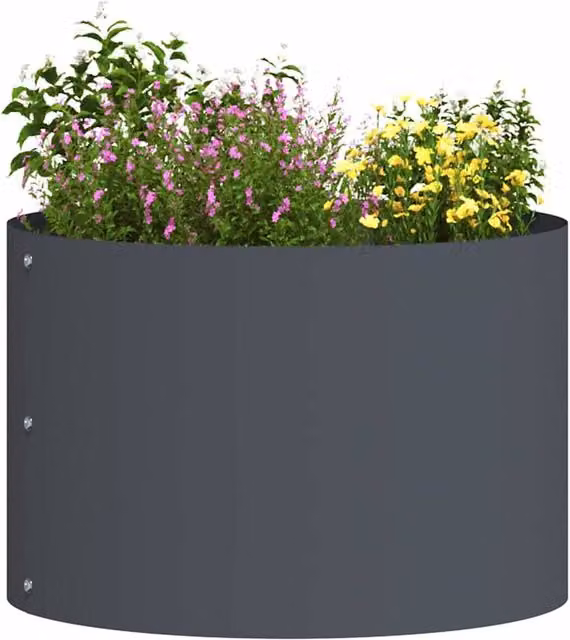 Berkfield Home Modern Anthracite Metal Decorative Pot with Dark Grey Inlays