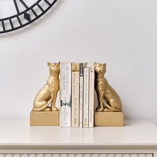 Melody Maison Gold and Bronze Sitting Leopard Bookends – 1