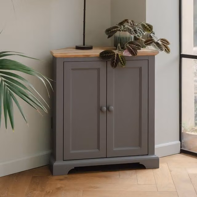 Florence Wooden Corner Sideboard in Dove Grey