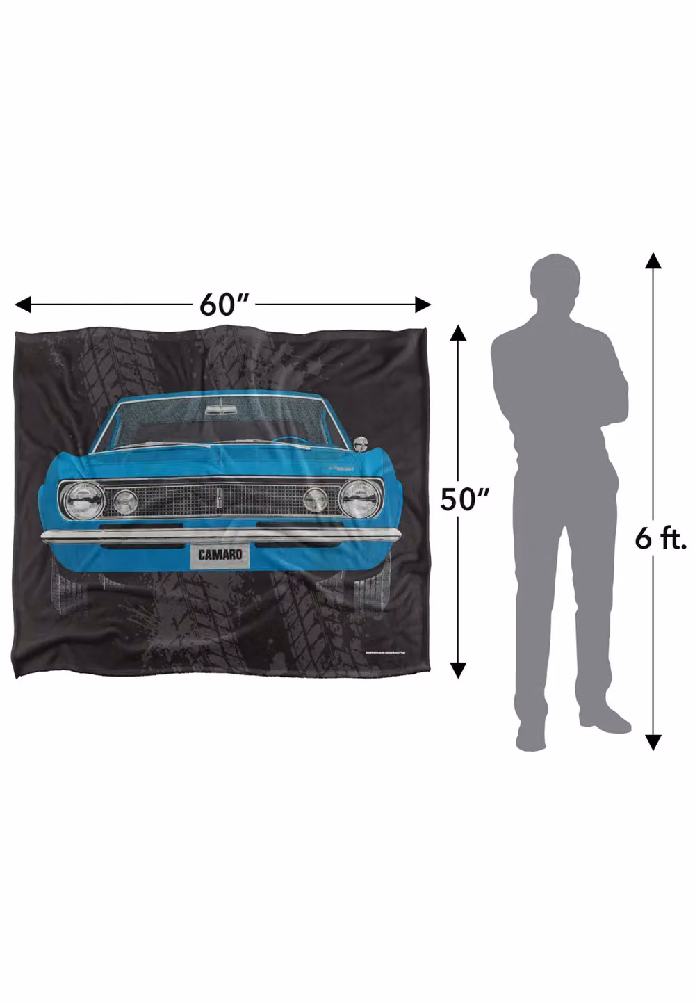 LOGOVISION Chevrolet 1967 Camaro Illustration Super Soft Fleece Throw Blanket, White, W/D/H: 152 x 127 cm – 7