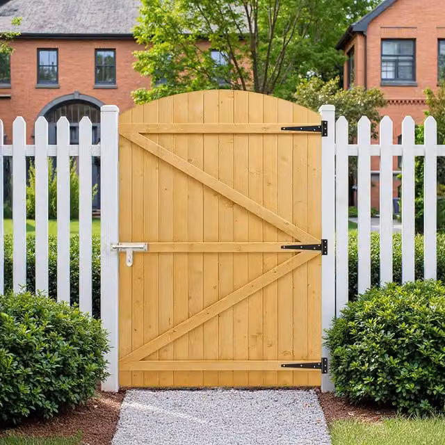 Darphe Arched Top Wooden Garden Gate with Ledged and Braced Frame in Brown, W/H: 105 x 150 cm