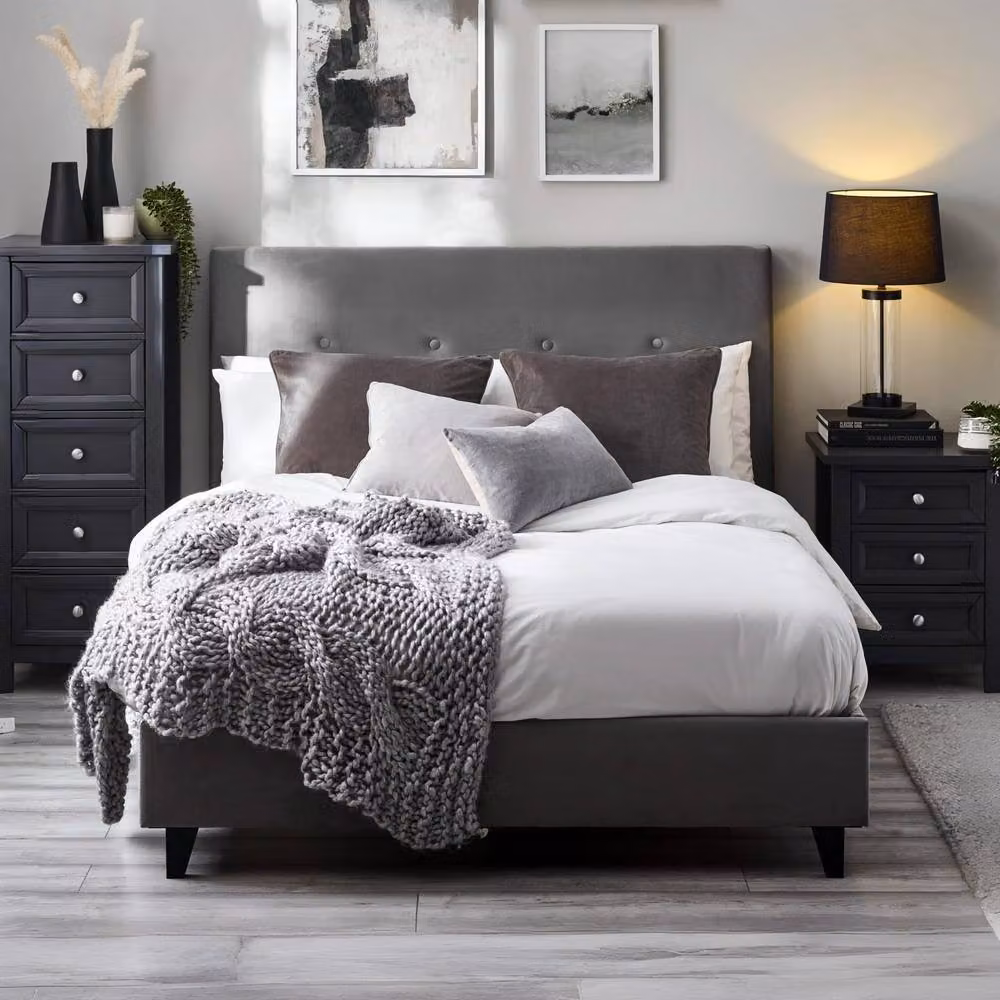 Cheshire Shore Upholstered Small Double Bed in Grey, W/D/H: 120 x 200 cm – 3