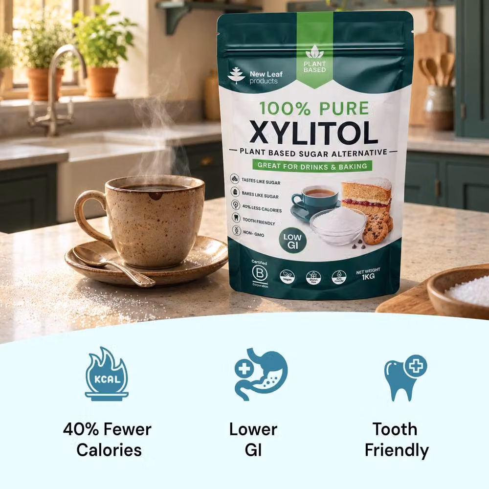New Leaf Health Xylitol Plant Based Sugar Alternative Powder, 1kg, Dark Green – 3