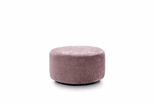 Abakus Direct Harriet Pink Crushed Chenille Swivel Footstool, Diameter: 73 cm, Height: 40 cm