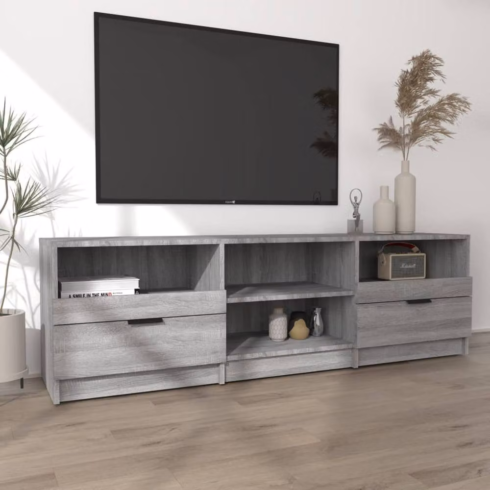 Berkfield Home Modern Grey Sonoma TV Cabinet, W: 150 cm, D: 33.5 cm, H: 45 cm – 3