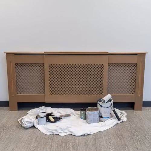 Airwave Adjustable Diamond Style Radiator Cover in Unpainted MDF, W/D/H: 141.0 x 81.5 x 19.0 cm – 2