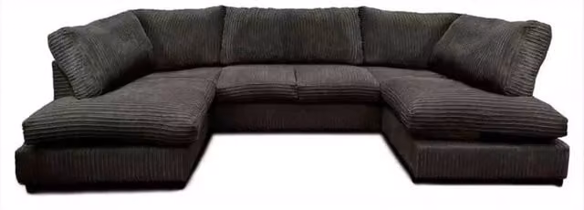 Bliss Furniture Jumbo Cord U-Shaped Sofa in Black, Modern Design with Removable Covers and Solid Wood Frame – 6