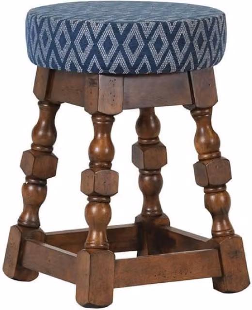 netfurniture Closo Classic Low Bar Stool Pack of 2, Dark Wood with Blue Diamond Fabric Seat – 1