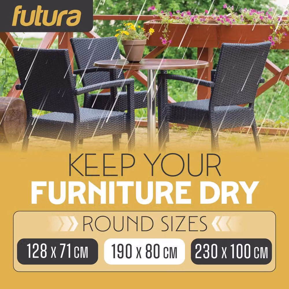Futura Waterproof Round Garden Furniture Cover in Black, W/D: 190 x 80 cm – 5