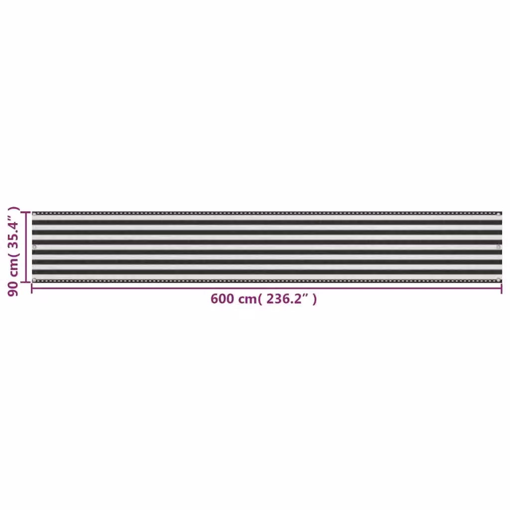 Berkfield Home HDPE Balcony Screen in Anthracite, White and Black, W: 90 cm, L: 600 cm – 4